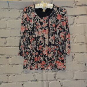 Christopher & Banks Lined Blue, Pink & White Floral Print Top, Like New